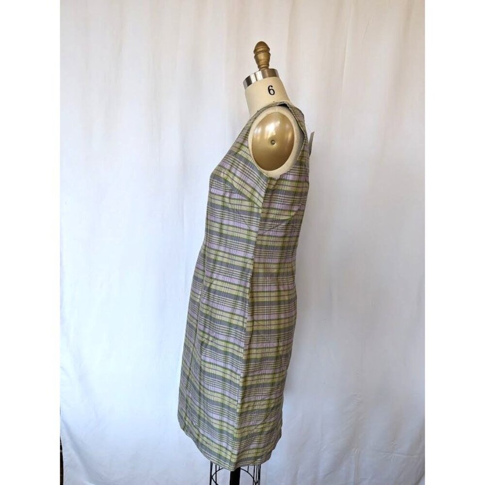 Women's Vintage Talbots Petite Pure Silk Shift Dress Size 8p Plaid Spring NEW - Picture 4 of 7